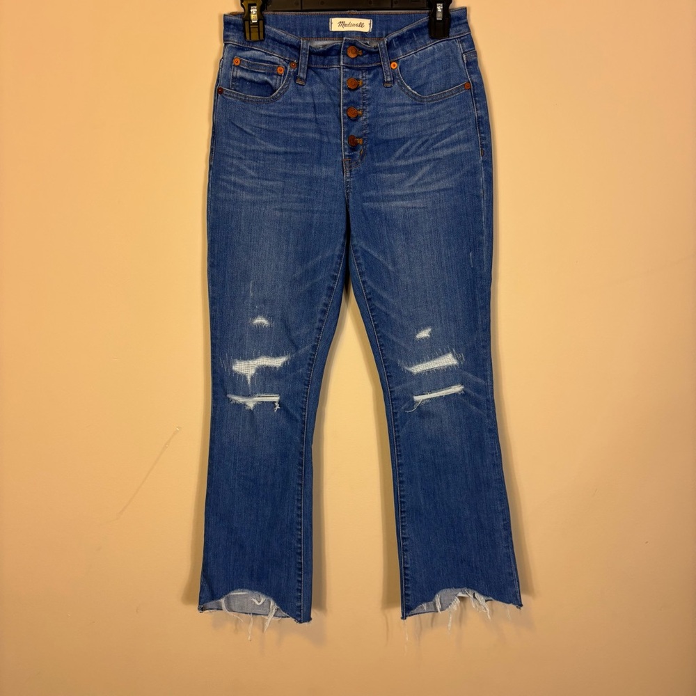 Madewell Cali Demi-Bootcut Distressed Jeans with Raw Hem 26